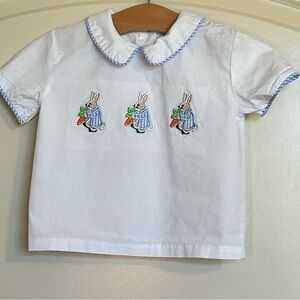 9M Classic Whimsy Storybook Rabbit Gingham Collared Shirt